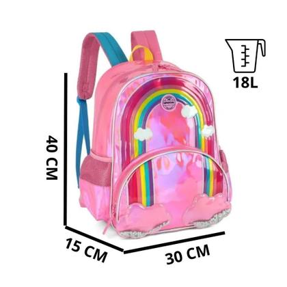 Imagem de Mochila Infantil Meninas Escolar Passeio Arco-Iris Up4You