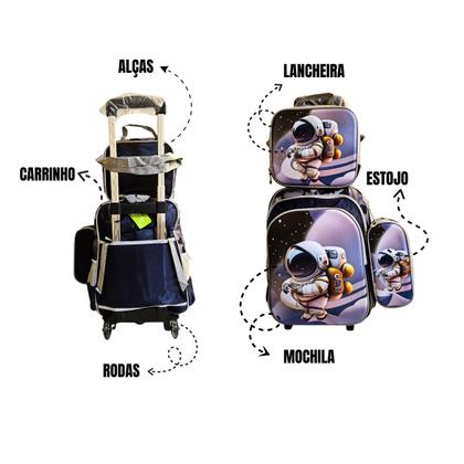 Mochila Infantil Menino 3 em 1 Kit Acompanha Mochila, Estojo e Lancheira térmica Com estampas 3D - Mochila Escolar com Rodinhas Imagem de Mochila Infantil Menino 3 em 1 Kit Acompanha Mochila, Estojo e Lancheira térmica Com estampas 3D