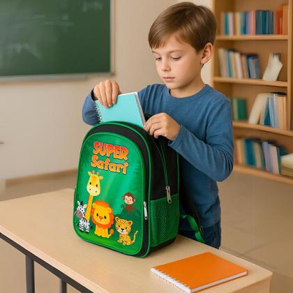 Imagem de Mochila Infantil Menino Masculina Escolar Bolsa Grande + Lancheira Térmica+ Estojo Safari