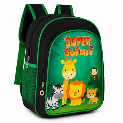 Imagem de Mochila Infantil Menino Masculina Escolar Bolsa Grande + Lancheira Térmica+ Estojo Safari