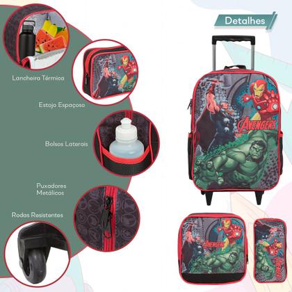 Imagem de Mochila Infantil Menino Rodinha Avengers Reforçada Toys 2u