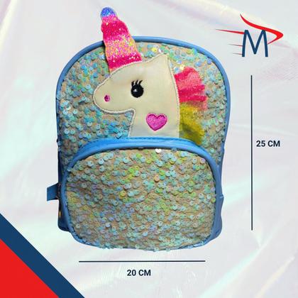 Imagem de Mochila Infantil Passeio Unicórnio Paetê com Nécessaire