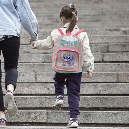 Imagem de Mochila Infantil Pequena Estampa Stitch Criança Adulto Costa