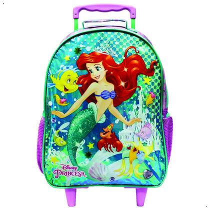 Imagem de Mochila Infantil Princesa Ariel 16" c/carrinho Ref 11080 