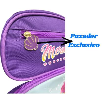 Imagem de Mochila Infantil Princesa Do Mar Brilho Menina Bolso Garrafa