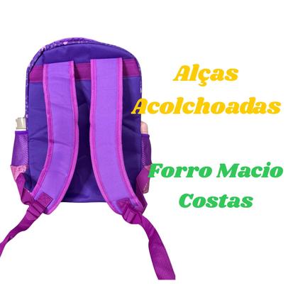 Imagem de Mochila Infantil Princesa Do Mar Brilho Menina Bolso Garrafa