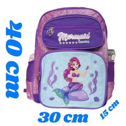 Imagem de Mochila Infantil Princesa Do Mar Brilho Menina Bolso Garrafa