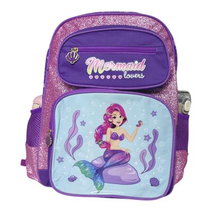 Imagem de Mochila Infantil Princesa Do Mar Brilho Menina Bolso Garrafa