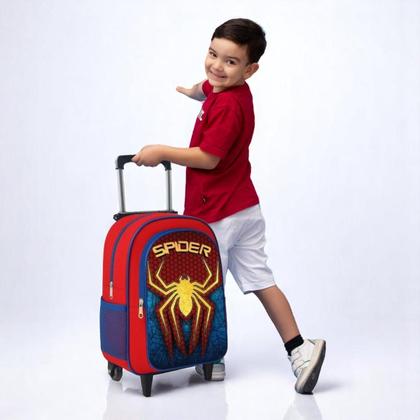 Imagem de Mochila Infantil Rodinha Menino Masculina Escolar Reforçada Criança Aranha