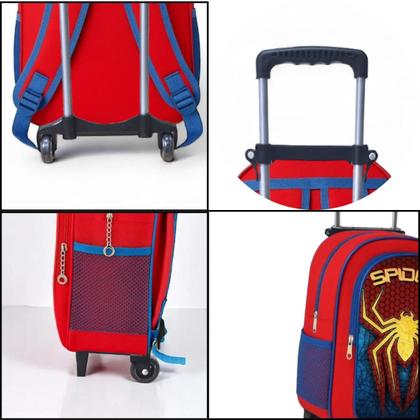 Imagem de Mochila Infantil Rodinha Menino Masculina Escolar Reforçada Criança Aranha