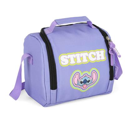 Imagem de Mochila Infantil Rodinha Stitch Lilás Com Lancheira e Estojo