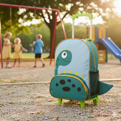 Imagem de Mochila Infantil Rodinhas Dinossauro Escolar Menino 12L DLui