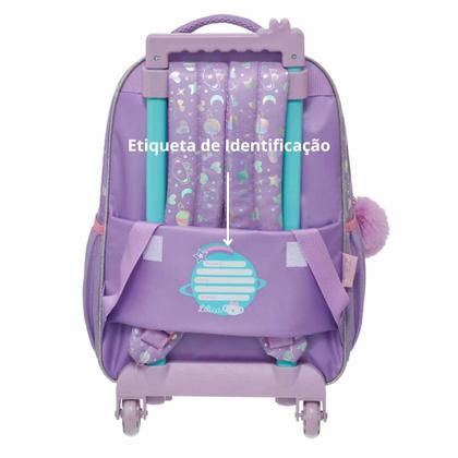 Imagem de Mochila Infantil Rodinhas e Lancheira Escolar Menina Lilica Ripilica Feminina Alças Reforçada Cor Lilás Resistente