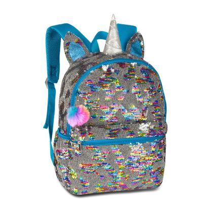 Imagem de Mochila infantil unicórnio paetes muda de cor com pompom