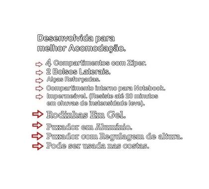 Imagem de Mochila Juvenil Masculina/Feminina De Rodinhas Escolar Reforçada Preta