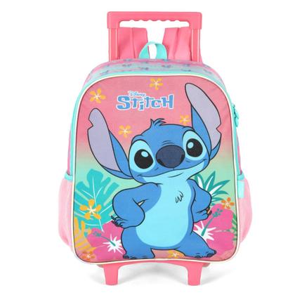 Imagem de Mochila Lilo Stitch Escolar Grande Rosa Disney Luxcel Rodinha