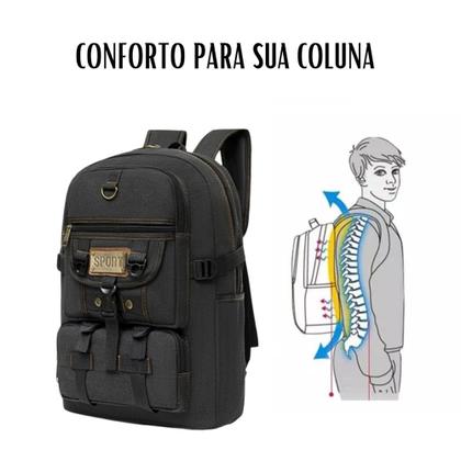 Imagem de Mochila Lona Média Reforçada Masculina Feminina Camping Trabalho Trilha Faculdade