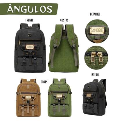 Imagem de Mochila Lona Média Reforçada Masculina Feminina Camping Trabalho Trilha Faculdade