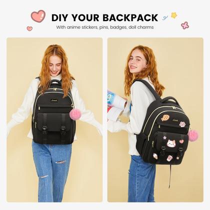 Imagem de Mochila LOVEVOOK School para meninas adolescentes de 14 a 16 anos com laptop de 15,6"