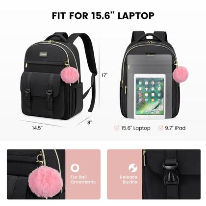 Imagem de Mochila LOVEVOOK School para meninas adolescentes de 14 a 16 anos com laptop de 15,6"