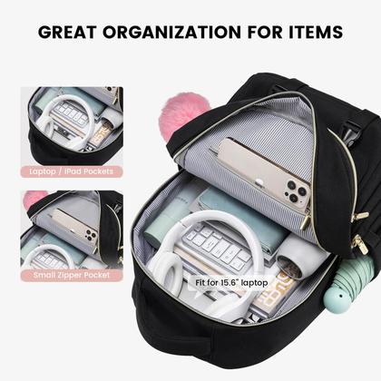 Imagem de Mochila LOVEVOOK School para meninas adolescentes de 14 a 16 anos com laptop de 15,6"