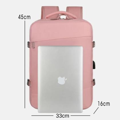 Imagem de Mochila Mala de Bordo Expansível até 45L Viagem Faculdade Impermeavel Alça Acolchoada Reforçada USB