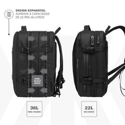 Mochila Mala de Mão Notebook Executiva Nordk Keeper Expansível