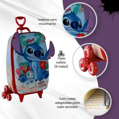 Imagem de Mochila Mala escolar infantil de 3 rodinhas e Relevo 3D
