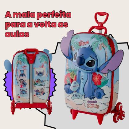 Imagem de Mochila Mala escolar infantil de 3 rodinhas e Relevo 3D