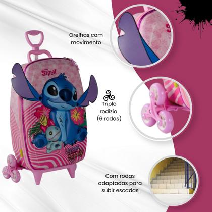 Imagem de Mochila Mala escolar infantil de 3 rodinhas e Relevo 3D