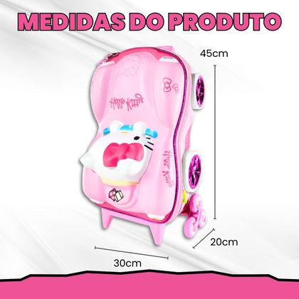 Imagem de Mochila Mala escolar infantil de 3 rodinhas e Relevo 3D