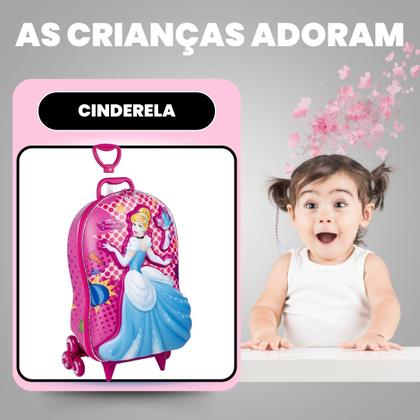 Imagem de Mochila Mala escolar infantil de 3 rodinhas e Relevo 3D