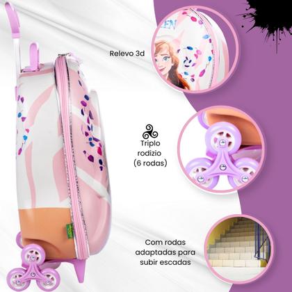 Imagem de Mochila Mala escolar infantil de 3 rodinhas e Relevo 3D