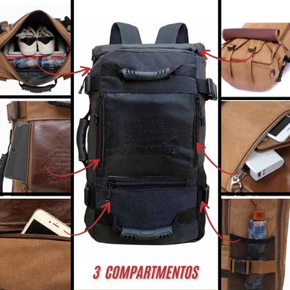Imagem de Mochila Mala Masculina Feminina Grande Espaçosa e Reforçada Estilosa Dia a Dia Viagens Trabalho Camping Trilha Caminhada Executiva De Bordo