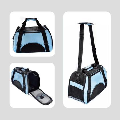 Imagem de Mochila Mala Pet Azul Cachorro e Gato Ideal Viagens Carro