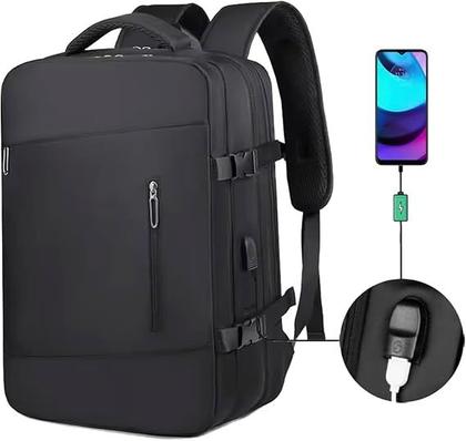 Imagem de Mochila Mala Unissex Com Bolso Expansível Espaço Para Notebook Cabo USB Trabalho Viagem Bordo