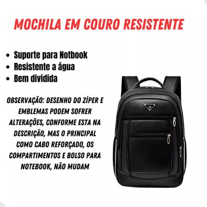 Imagem de Mochila Masculina Couro Resistente Impermeável Reforçada