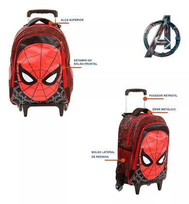 Imagem de Mochila Masculina De Rodinha Homem Aranha Lancheira Estojo