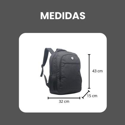 Imagem de Mochila Masculina de Trabalho Reforçada P/ Alça Costas Ajustável - Black Carbon - Yins