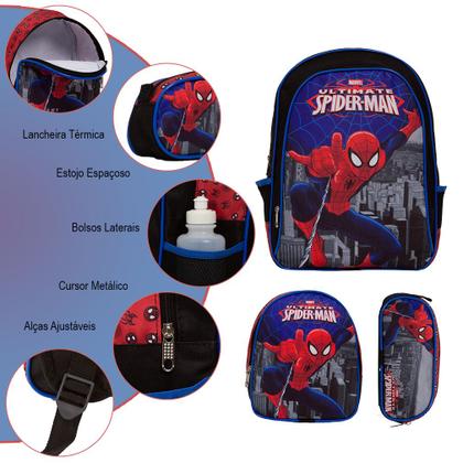 Imagem de Mochila Masculina Escolar Homem Aranha Lancheira Infantil