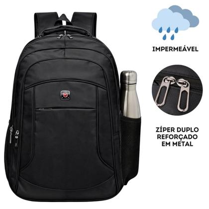 Imagem de Mochila Masculina Escolar Impermeável Resistente Grande Cor:Preto