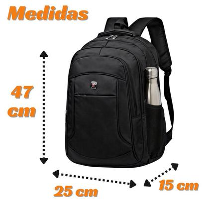 Imagem de Mochila Masculina Escolar Impermeável Resistente Grande Cor:Preto