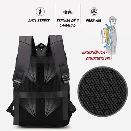 Imagem de Mochila Masculina Executiva com Detalhes em Couro PU Premium Impermeável com entrada USB Resistente à riscos Slim