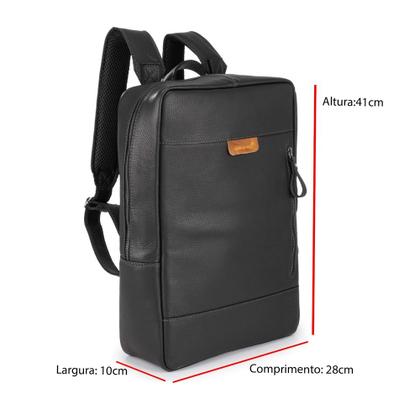 Imagem de Mochila Masculina Executiva Slim Couro Legítimo Para notebook