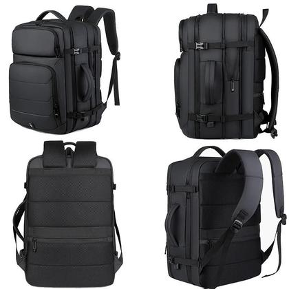 Imagem de Mochila Masculina Expansível à Prova d'Água 17 Polegadas com USB - Ideal para Viagens e Esportes