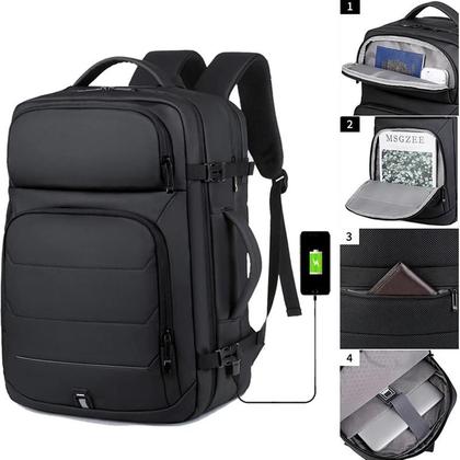 Imagem de Mochila Masculina Expansível à Prova d'Água 17 Polegadas com USB - Ideal para Viagens e Esportes