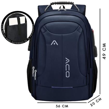 Imagem de Mochila Masculina Feminina Notebook Escolar Faculdade Viagem Dia a Dia Reforçada Resistente a Água Marcador de Bagagem Saida usb Fone