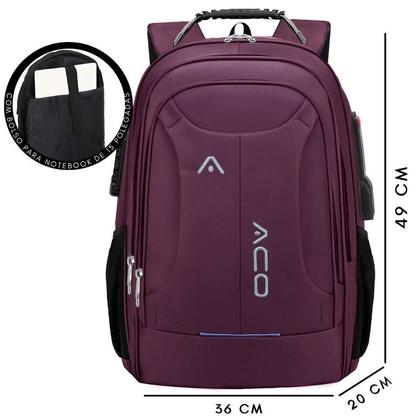 Imagem de Mochila Masculina Feminina Notebook Escolar Faculdade Viagem Dia a Dia Reforçada Resistente a Água Marcador de Bagagem Saida usb Fone