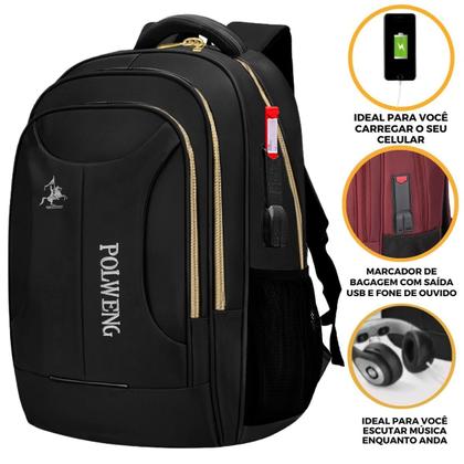 Imagem de Mochila Masculina Feminina Notebook Reforçada Antifurto Semi Impermeável Com Saída USB e Cadeado Dia a Dia Trabalho Escolar Faculdade