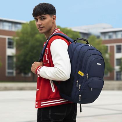 Imagem de Mochila Masculina Feminina Notebook Reforçada Escolar Faculdade Trabalho Viagem Dia a Dia Resistente a Água Saída usb Fone